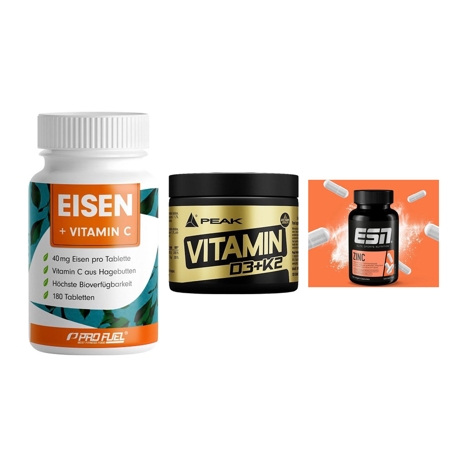 Immun-Set: ProFuel EISEN + Peak Vitamin + ESN Zinc – alle enthaltenen Artikel