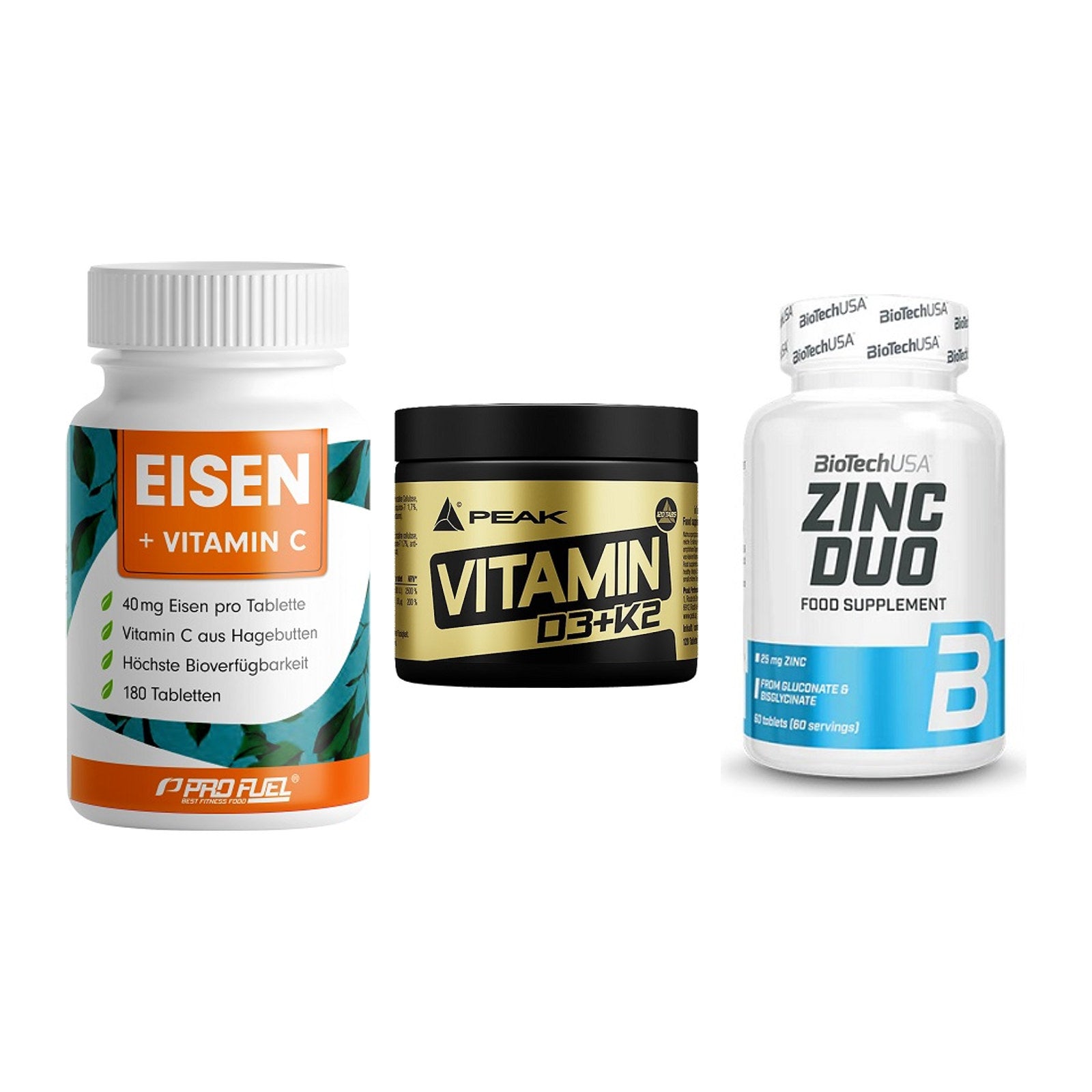 Immun-Set: ProFuel EISEN + Peak Vitamin + BioTech Zinc Duo – alle enthaltenen Artikel