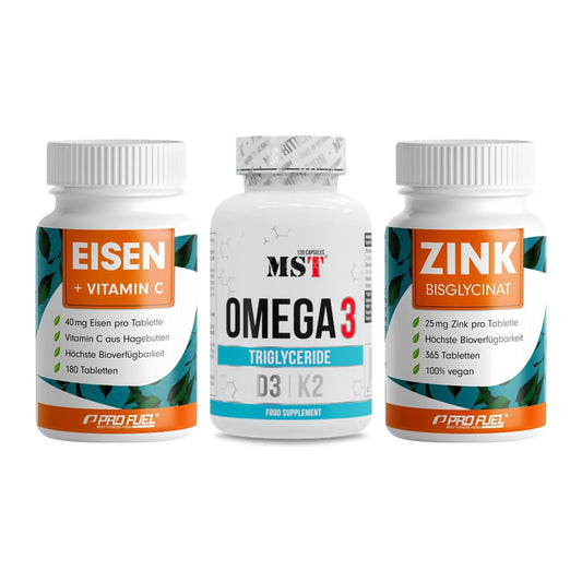 Immun-Set: ProFuel EISEN + MST Omega 3 500 + ProFuel Zink – alle enthaltenen Artikel