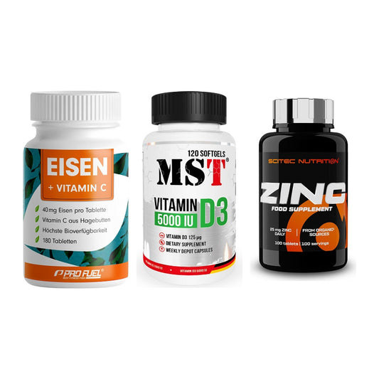 Immun-Set: ProFuel EISEN + MST Vitamin D3 + Scitec Zinc – alle enthaltenen Artikel