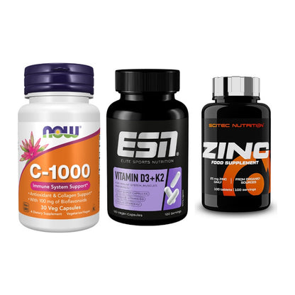 Immun-Set: Now Foods Vitamin + ESN Vitamin D3 + Scitec Zinc – alle enthaltenen Artikel