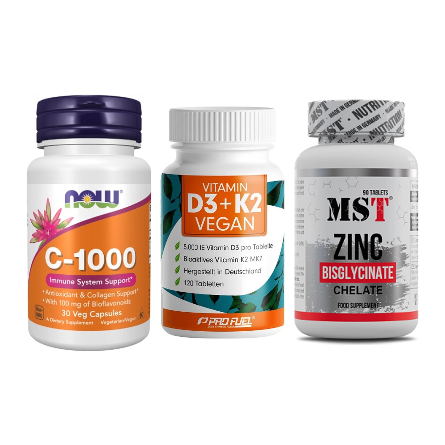 Immun-Set: Now Foods Vitamin + ProFuel Vitamin + MST Zinc Chelate – alle enthaltenen Artikel