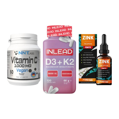 Immun-Set: NNT Vitamin C + INLEAD Vitamin D3 + ProFuel Zink – alle enthaltenen Artikel