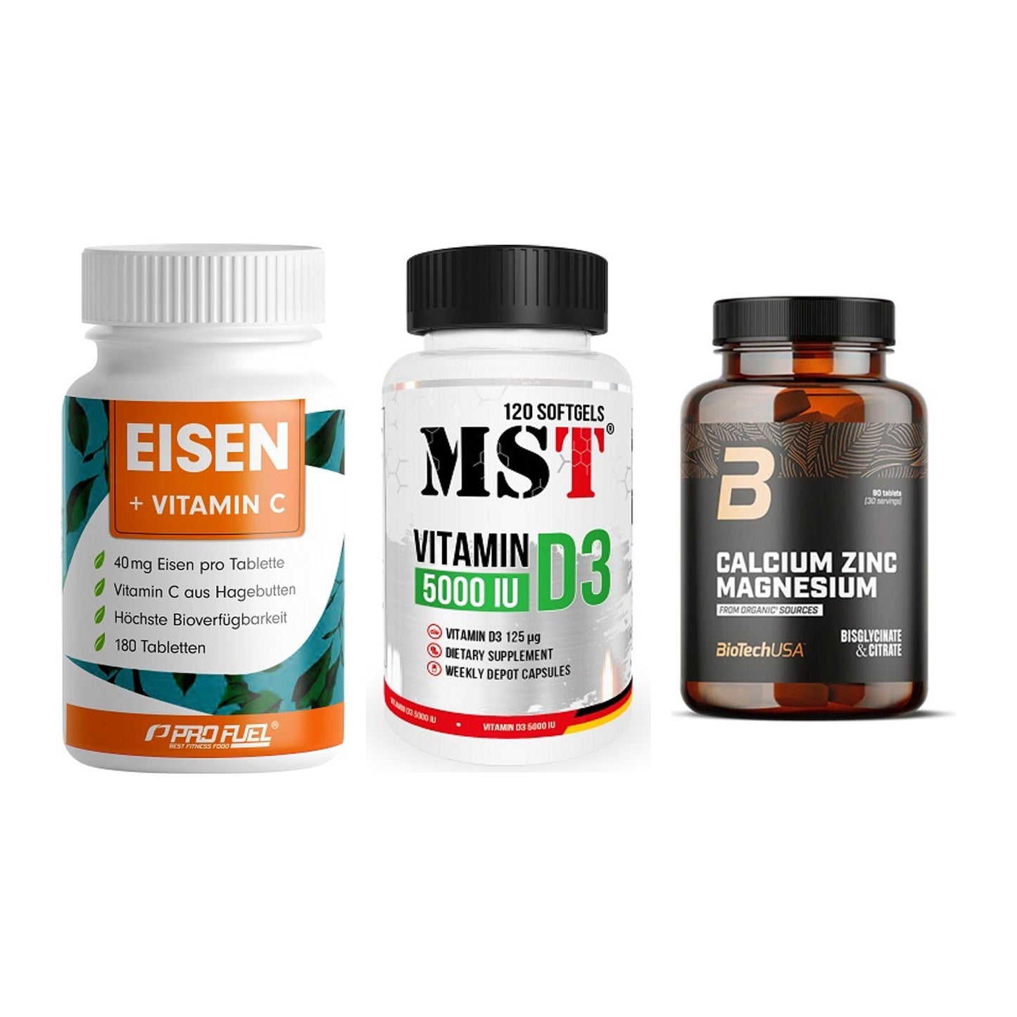 Immun-Set: ProFuel EISEN + MST Vitamin D3 + BioTech Calcium – alle enthaltenen Artikel