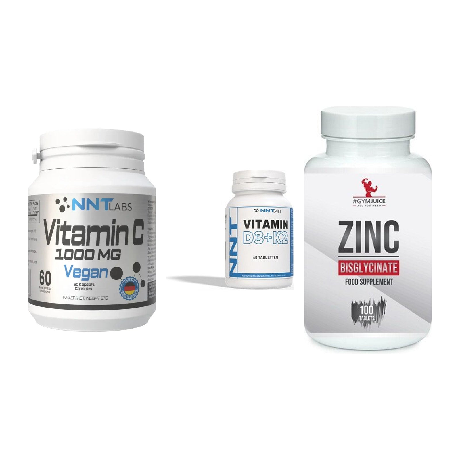 Immun-Set: NNT Vitamin C + NNT Vitamin D3+K2 + #GYMJUICE ZINC – alle enthaltenen Artikel
