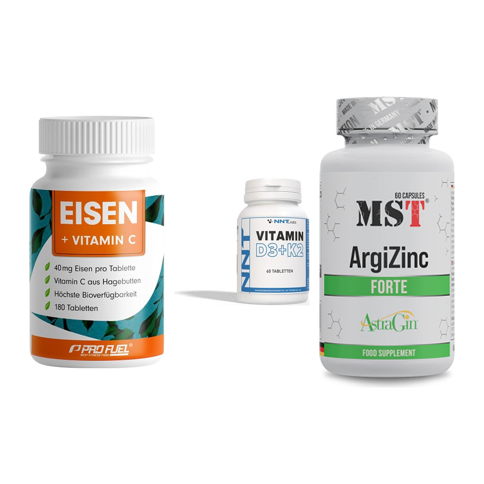 Immun-Set: ProFuel EISEN + NNT Vitamin D3+K2 + MST ArgiZinc – alle enthaltenen Artikel