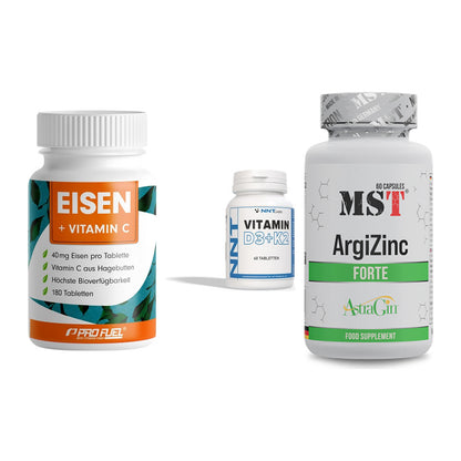 Immun-Set: ProFuel EISEN + NNT Vitamin D3+K2 + MST ArgiZinc – alle enthaltenen Artikel