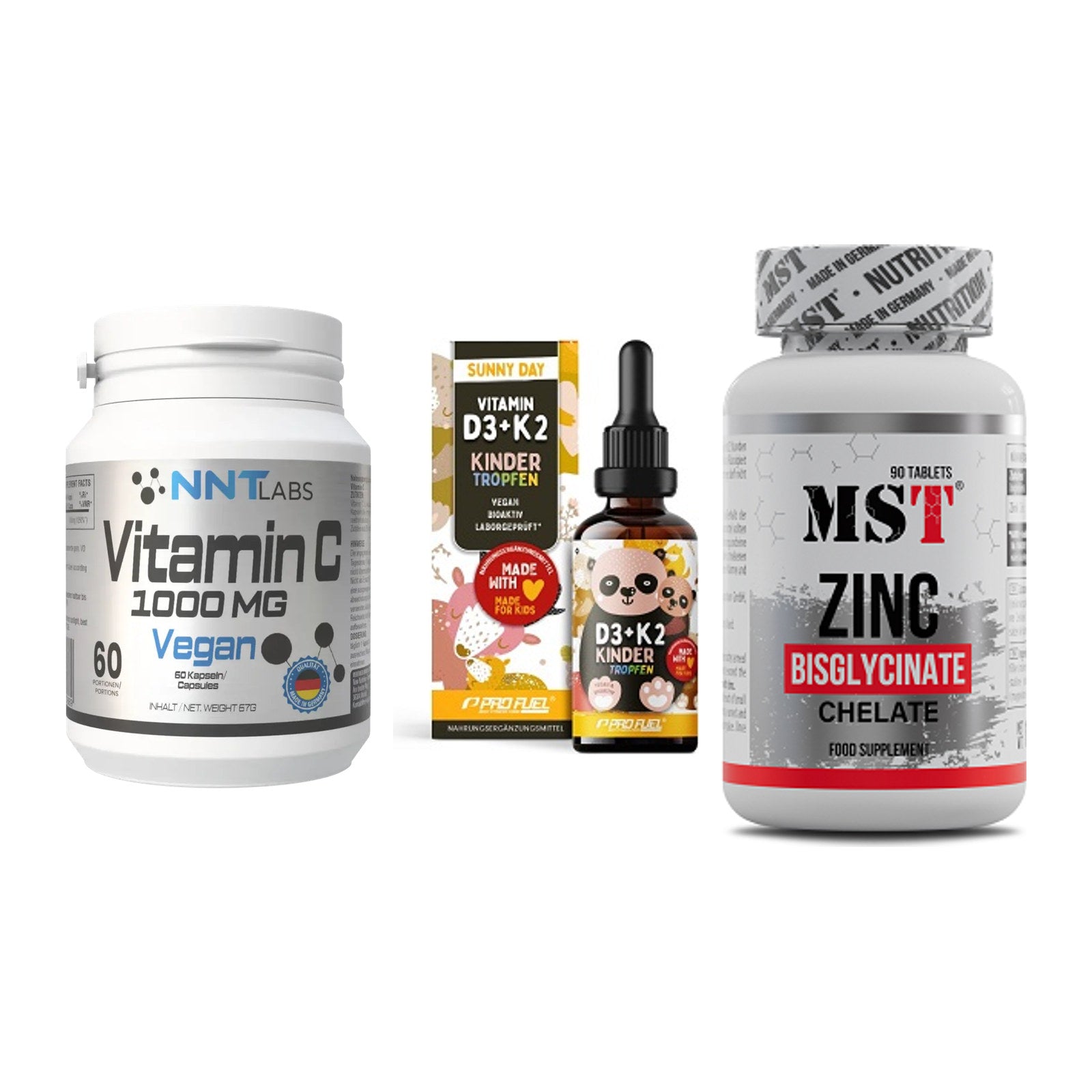 Immun-Set: NNT Vitamin C + ProFuel VITAMIN + MST Zinc Chelate – alle enthaltenen Artikel
