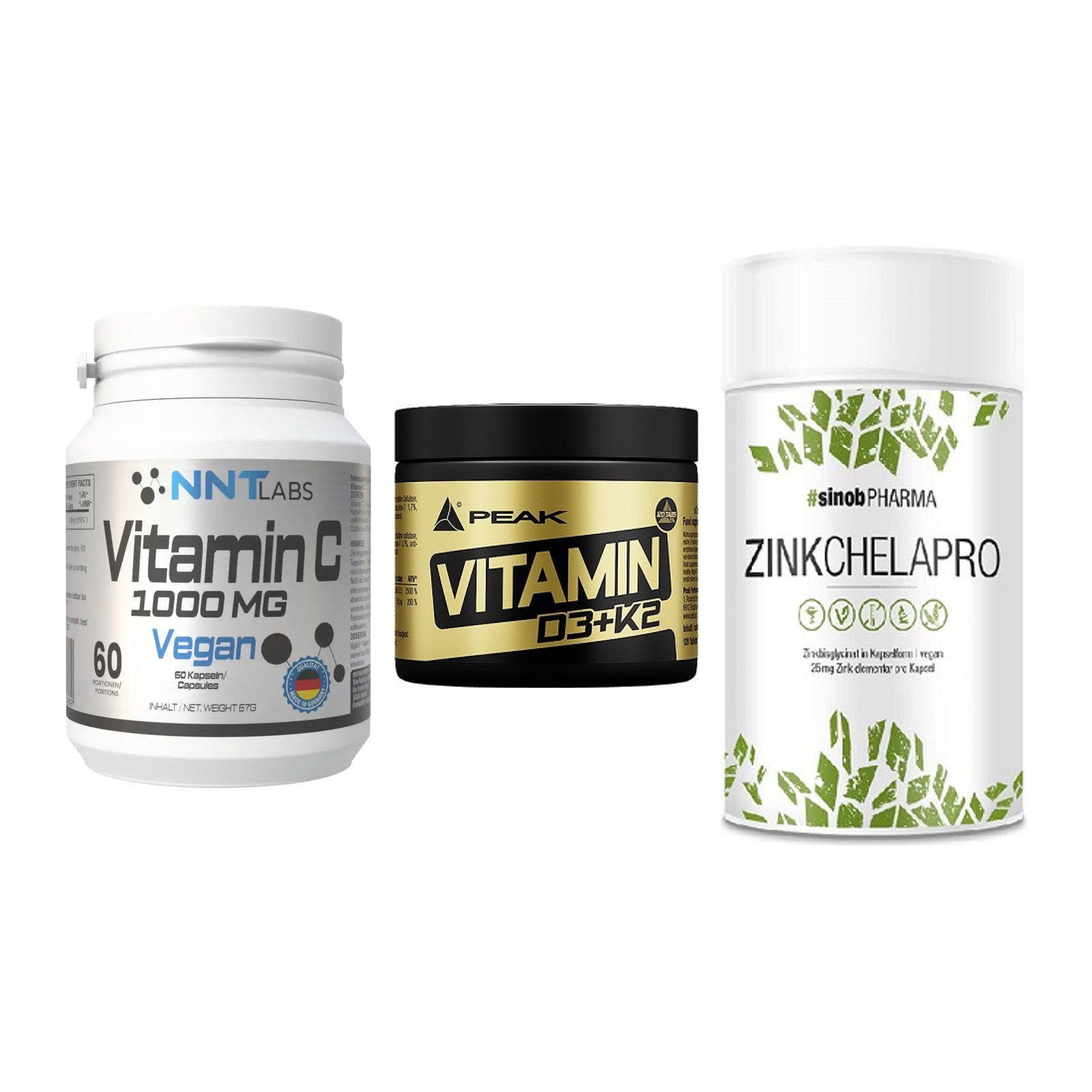 Immun-Set: NNT Vitamin C + Peak Vitamin + Sinob Zink – alle enthaltenen Artikel