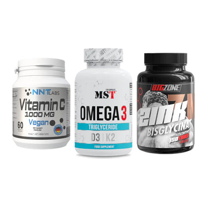 Immun-Set: NNT Vitamin C + MST Omega 3 500 + Big Zone Zink – alle enthaltenen Artikel