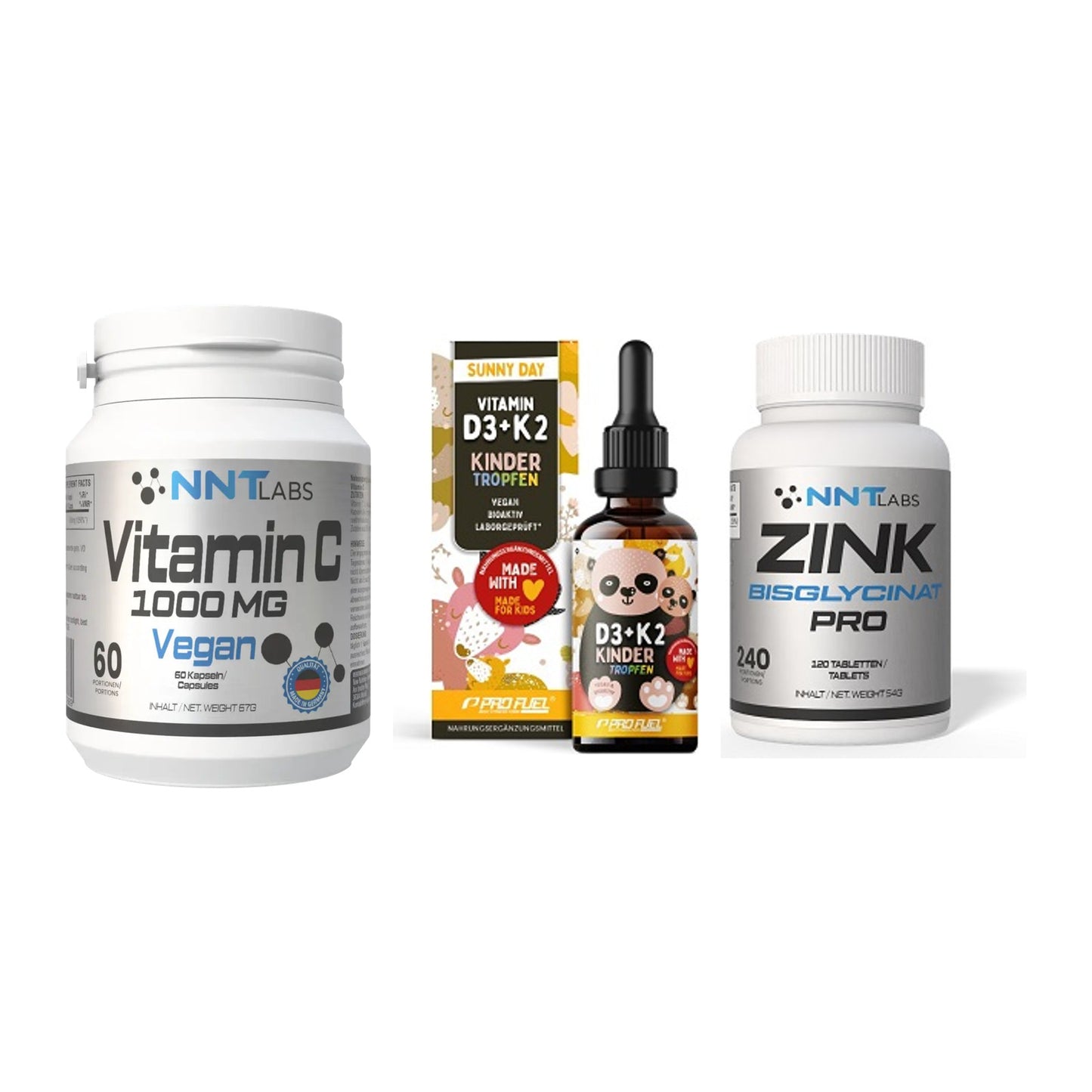 Immun-Set: NNT Vitamin C + ProFuel VITAMIN + NNT Zink 50mg – alle enthaltenen Artikel