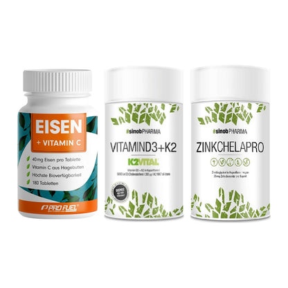 Immun-Set: ProFuel EISEN + Sinob Vitamin D3 + Sinob Zink – alle enthaltenen Artikel