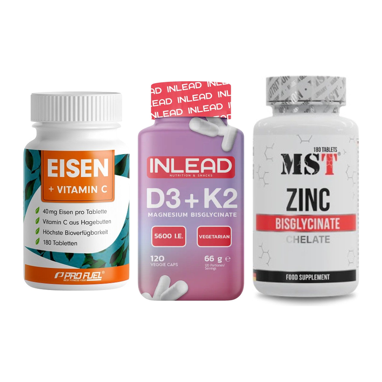 Immun-Set: ProFuel EISEN + INLEAD Vitamin D3 + MST Zinc Chelate – alle enthaltenen Artikel