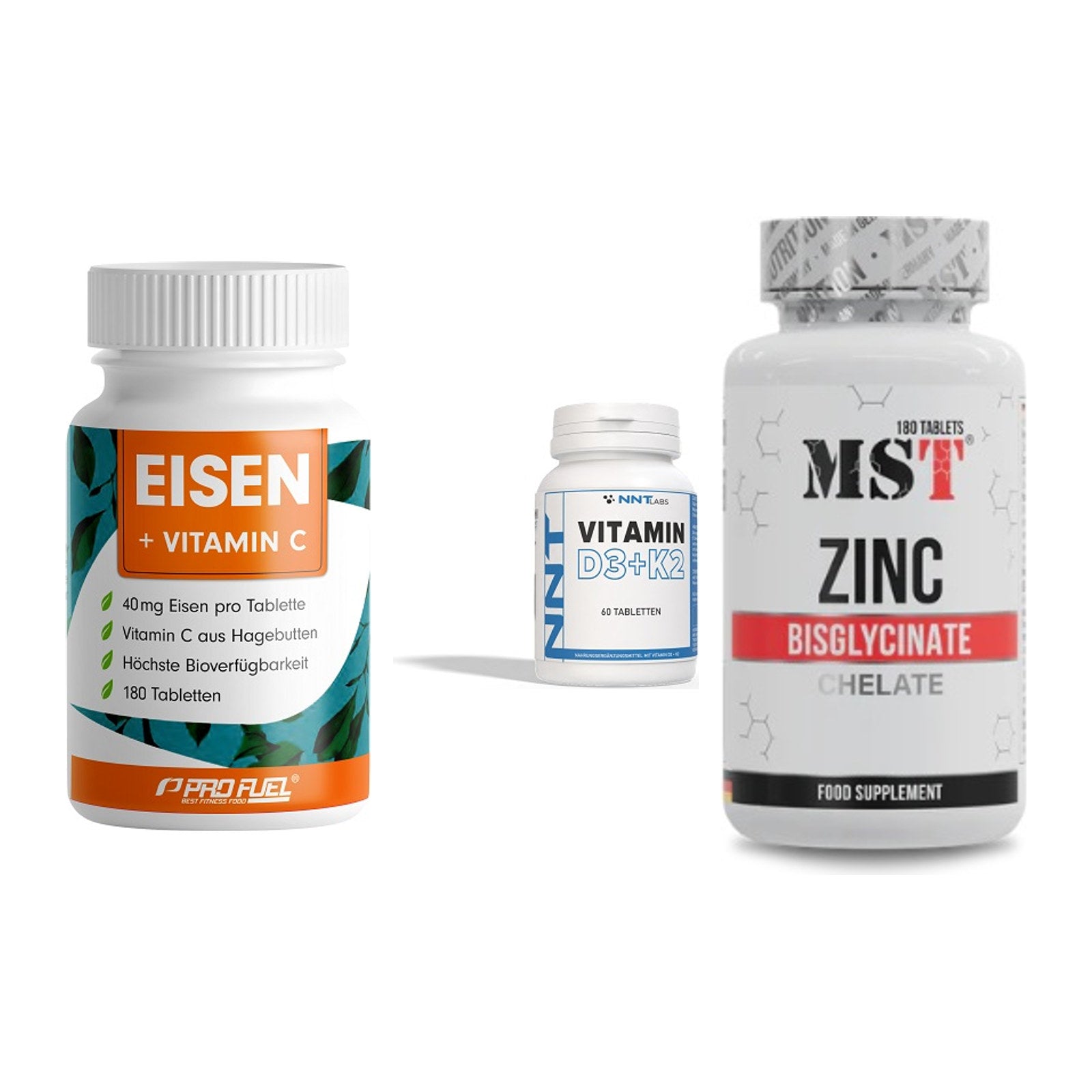 Immun-Set: ProFuel EISEN + NNT Vitamin D3+K2 + MST Zinc Chelate – alle enthaltenen Artikel