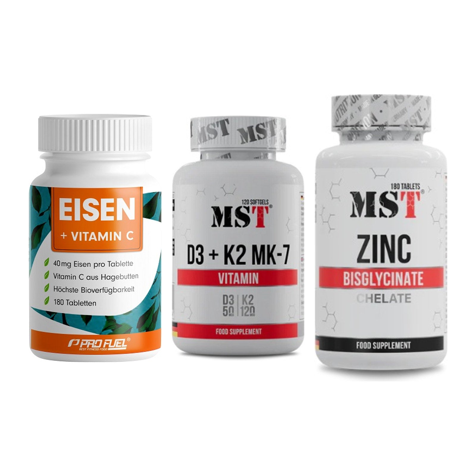 Immun-Set: ProFuel EISEN + MST Vitamin D3 + MST Zinc Chelate – alle enthaltenen Artikel