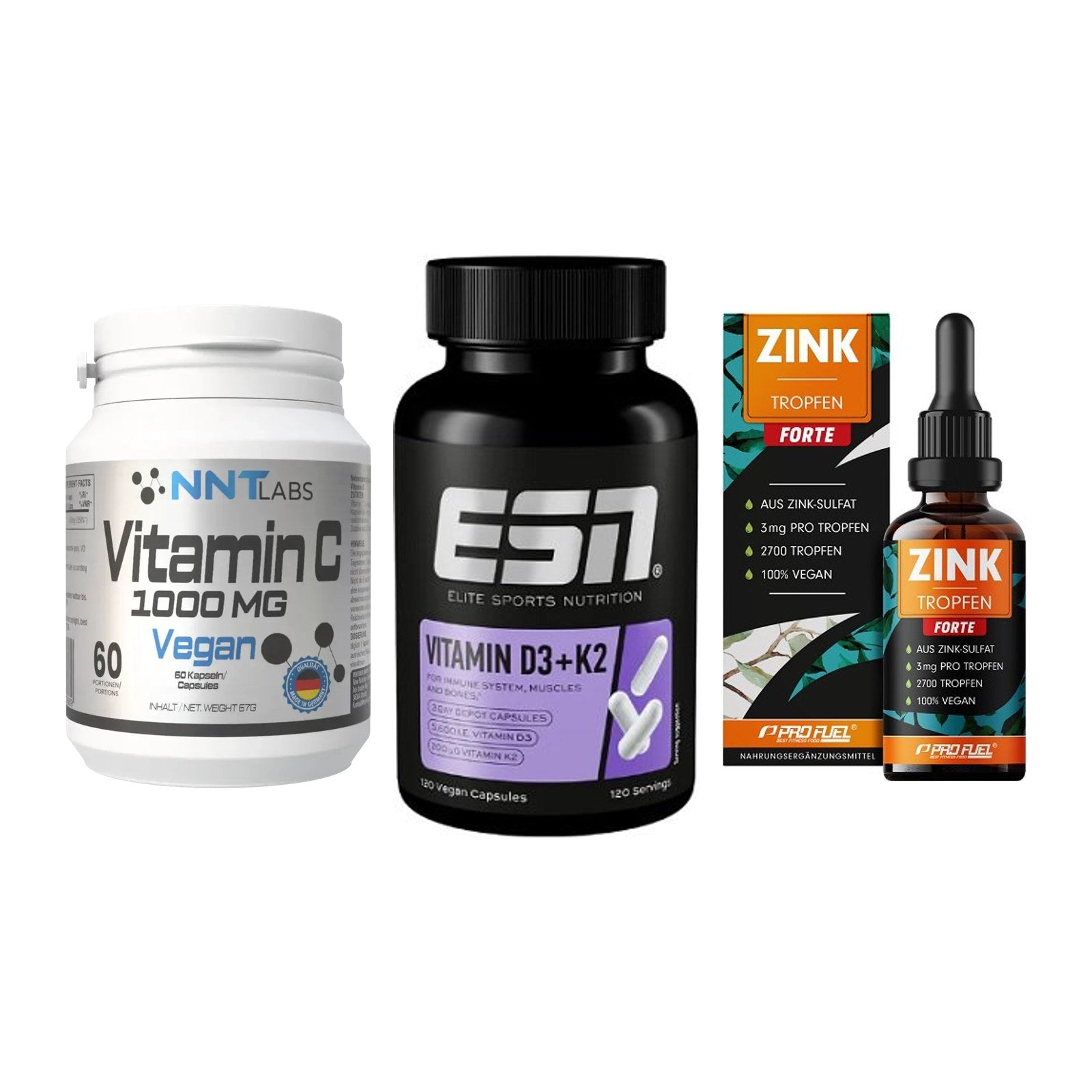 Immun-Set: NNT Vitamin C + ESN Vitamin D3 + ProFuel Zink – alle enthaltenen Artikel