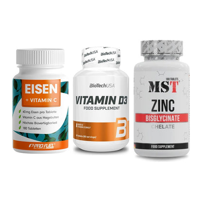 Immun-Set: ProFuel EISEN + BioTech Vitamin + MST Zinc Chelate – alle enthaltenen Artikel