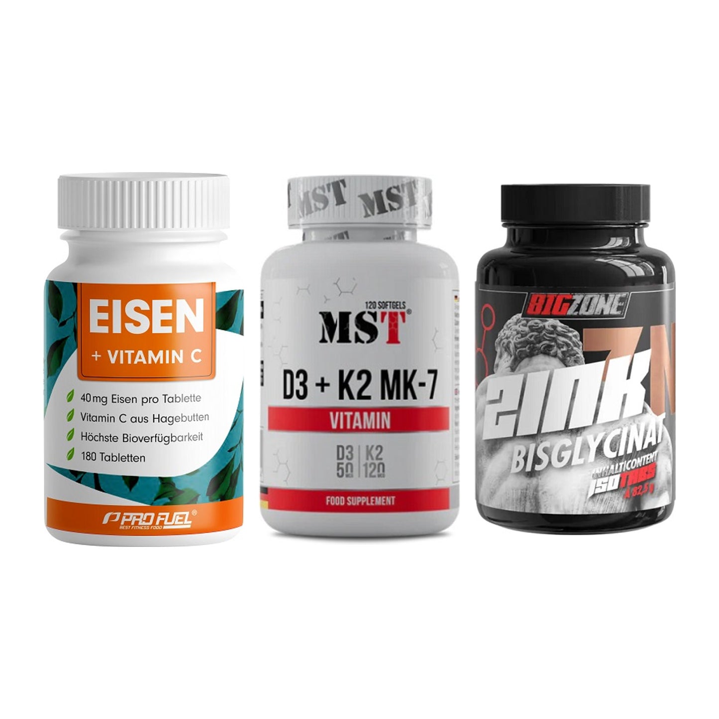 Immun-Set: ProFuel EISEN + MST Vitamin D3 + Big Zone Zink – alle enthaltenen Artikel
