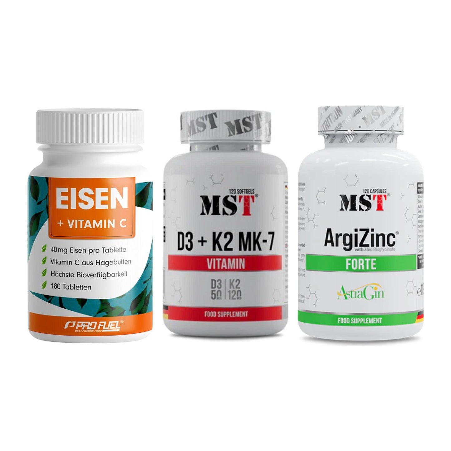 Immun-Set: ProFuel EISEN + MST Vitamin D3 + MST ArgiZinc – alle enthaltenen Artikel