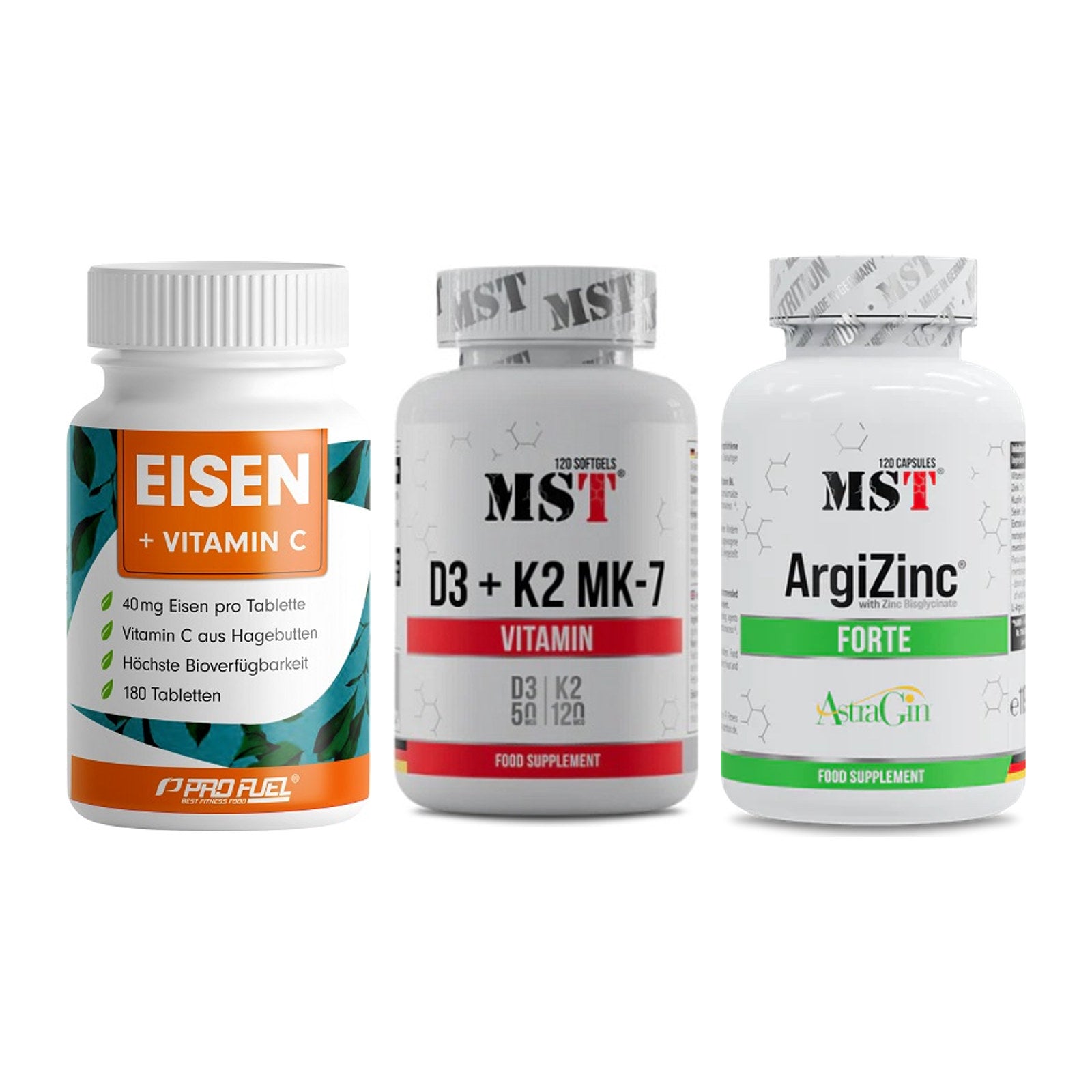 Immun-Set: ProFuel EISEN + MST Vitamin D3 + MST ArgiZinc – alle enthaltenen Artikel