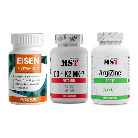 Immun-Set: ProFuel EISEN + MST Vitamin D3 + MST ArgiZinc – alle enthaltenen Artikel
