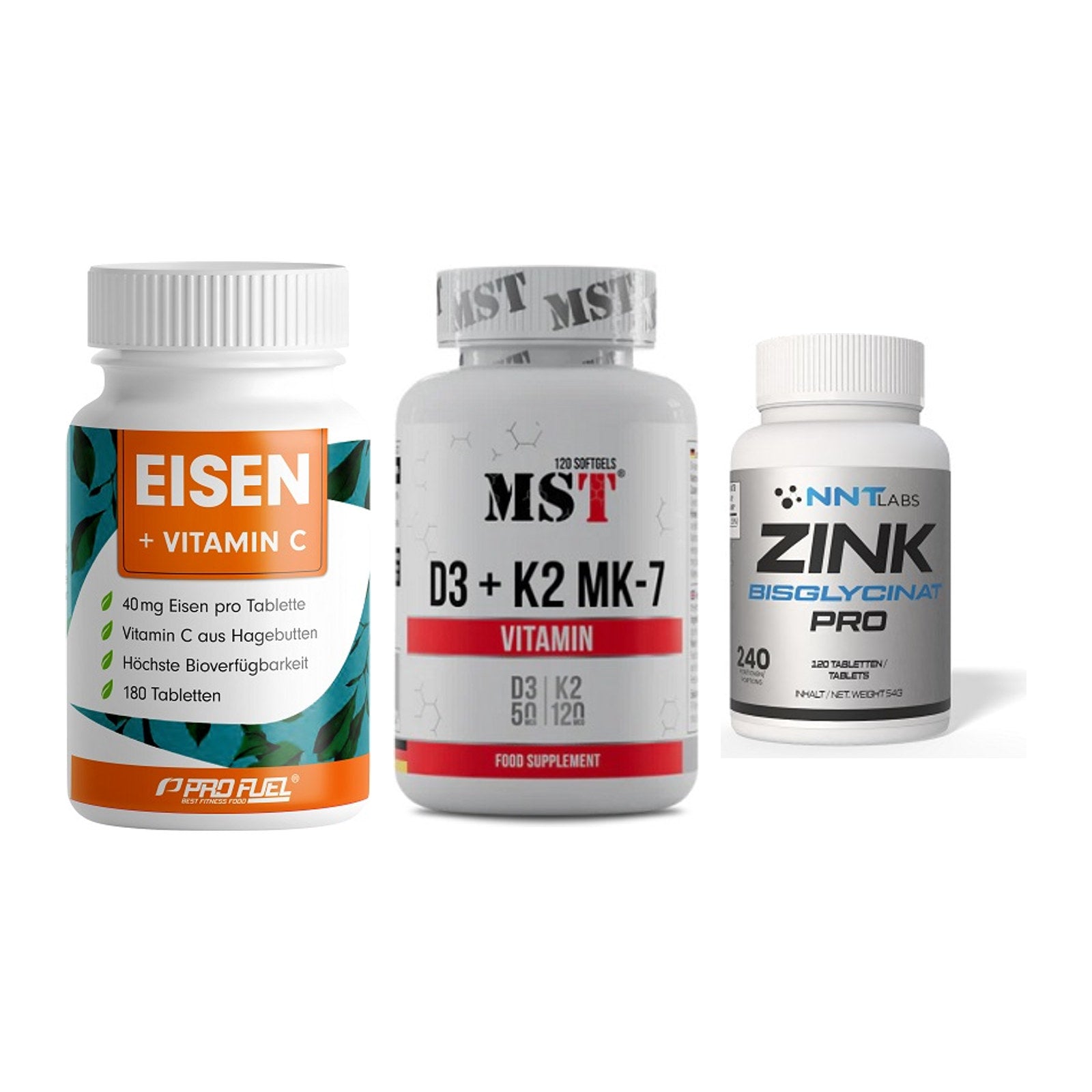 Immun-Set: ProFuel EISEN + MST Vitamin D3 + NNT Zink 50mg – alle enthaltenen Artikel