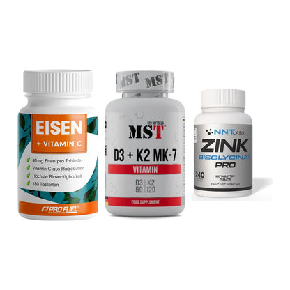 Immun-Set: ProFuel EISEN + MST Vitamin D3 + NNT Zink 50mg – alle enthaltenen Artikel