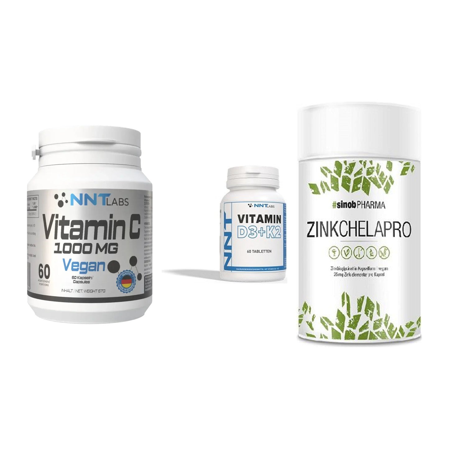 Immun-Set: NNT Vitamin C + NNT Vitamin D3+K2 + Sinob Zink – alle enthaltenen Artikel