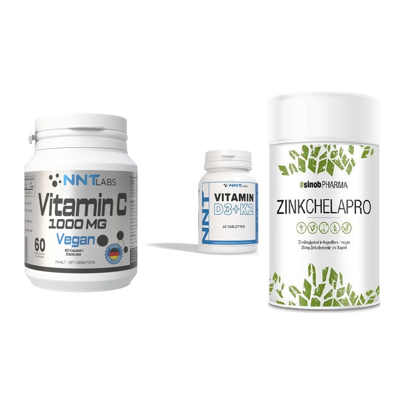 Immun-Set: NNT Vitamin C + NNT Vitamin D3+K2 + Sinob Zink – alle enthaltenen Artikel