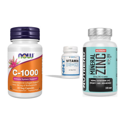 Immun-Set: Now Foods Vitamin + NNT Vitamin D3+K2 + Nutrend Zinc – alle enthaltenen Artikel