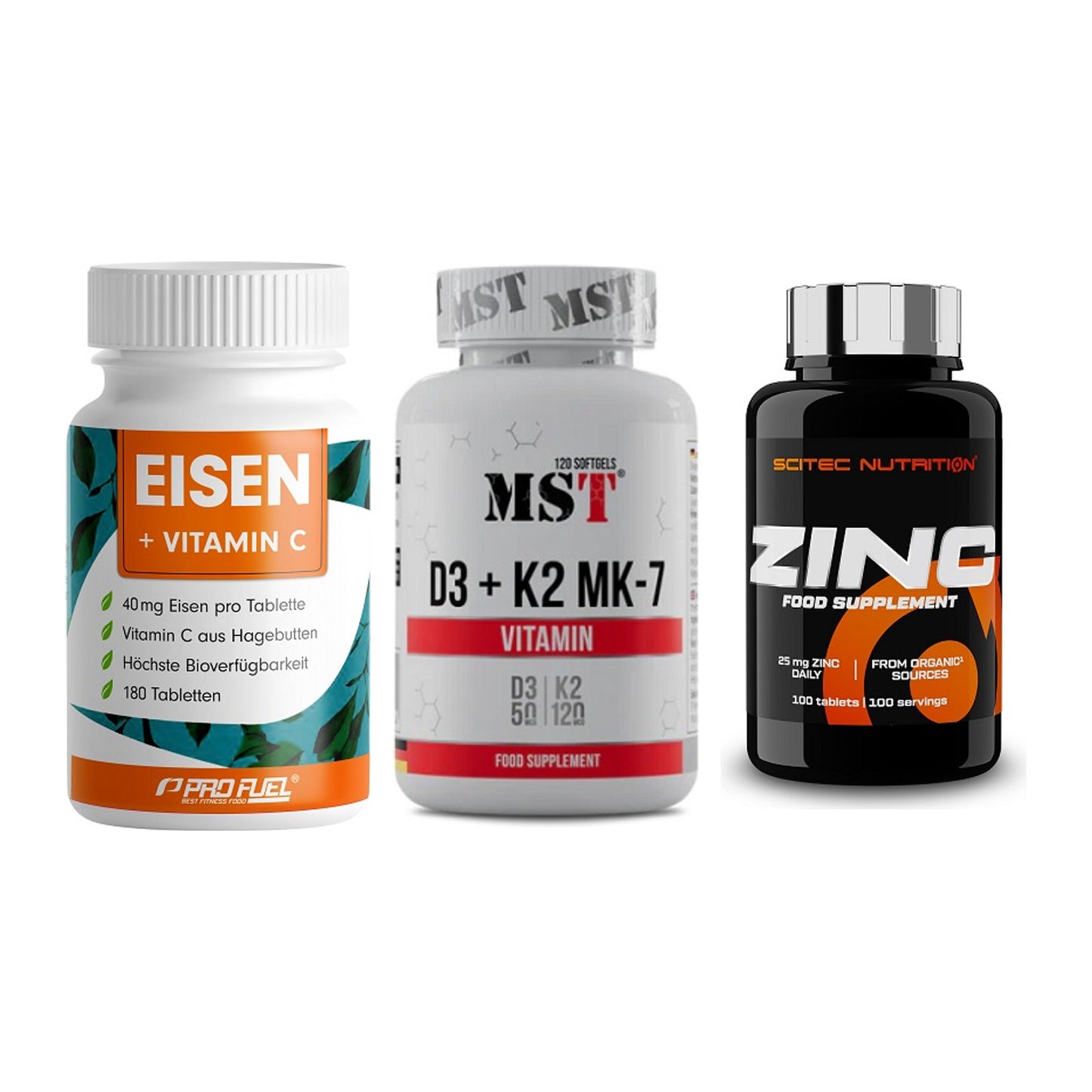 Immun-Set: ProFuel EISEN + MST Vitamin D3 + Scitec Zinc – alle enthaltenen Artikel