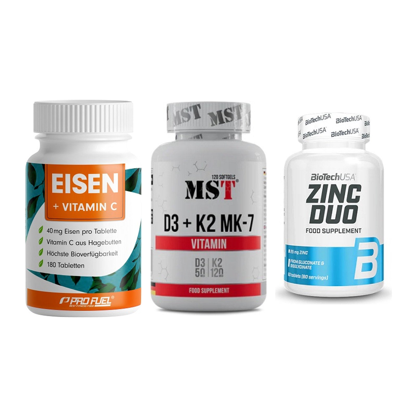 Immun-Set: ProFuel EISEN + MST Vitamin D3 + BioTech Zinc Duo – alle enthaltenen Artikel
