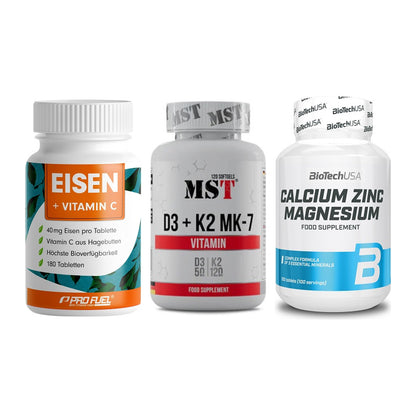 Immun-Set: ProFuel EISEN + MST Vitamin D3 + BioTech Calcium – alle enthaltenen Artikel