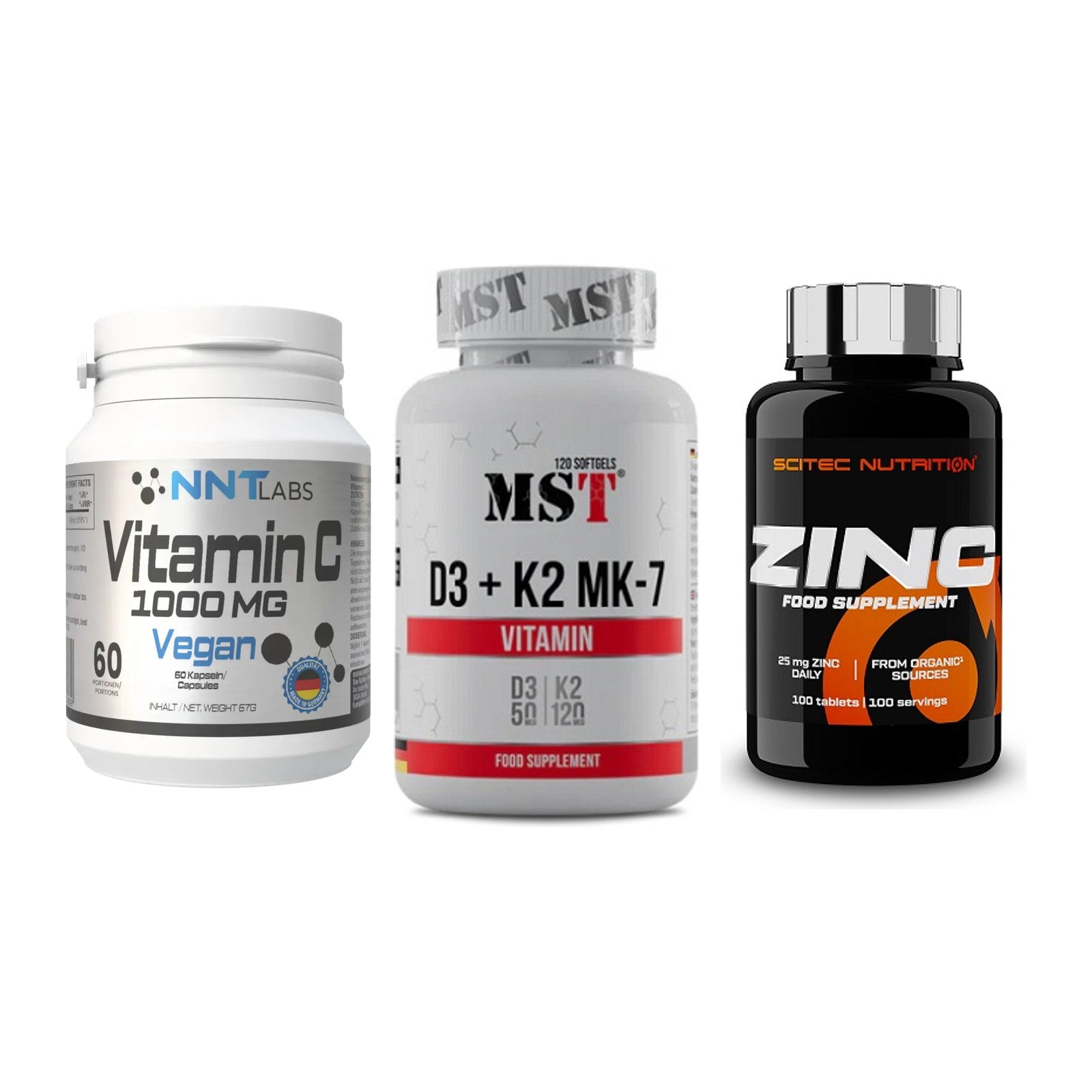 Immun-Set: NNT Vitamin C + MST Vitamin D3 + Scitec Zinc – alle enthaltenen Artikel