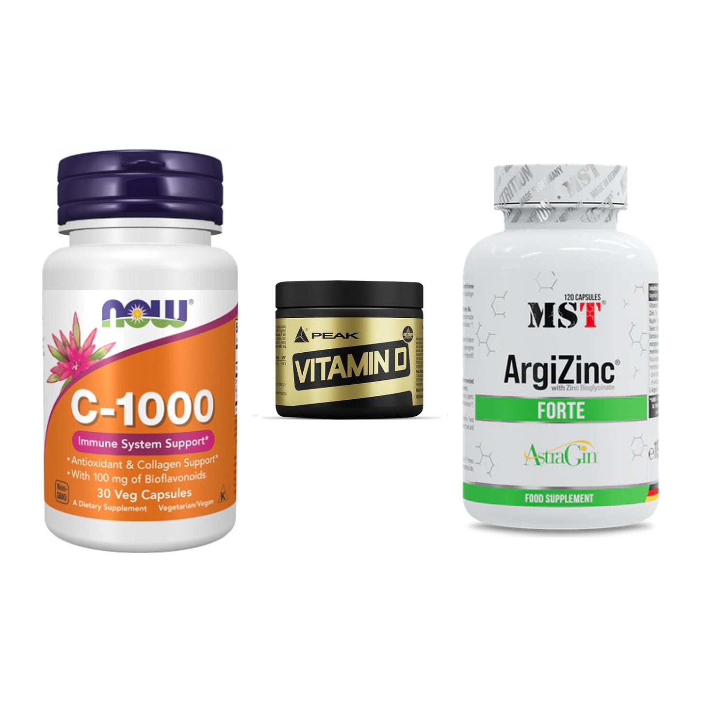 Immun-Set: Now Foods Vitamin + Peak Vitamin D + MST ArgiZinc – alle enthaltenen Artikel