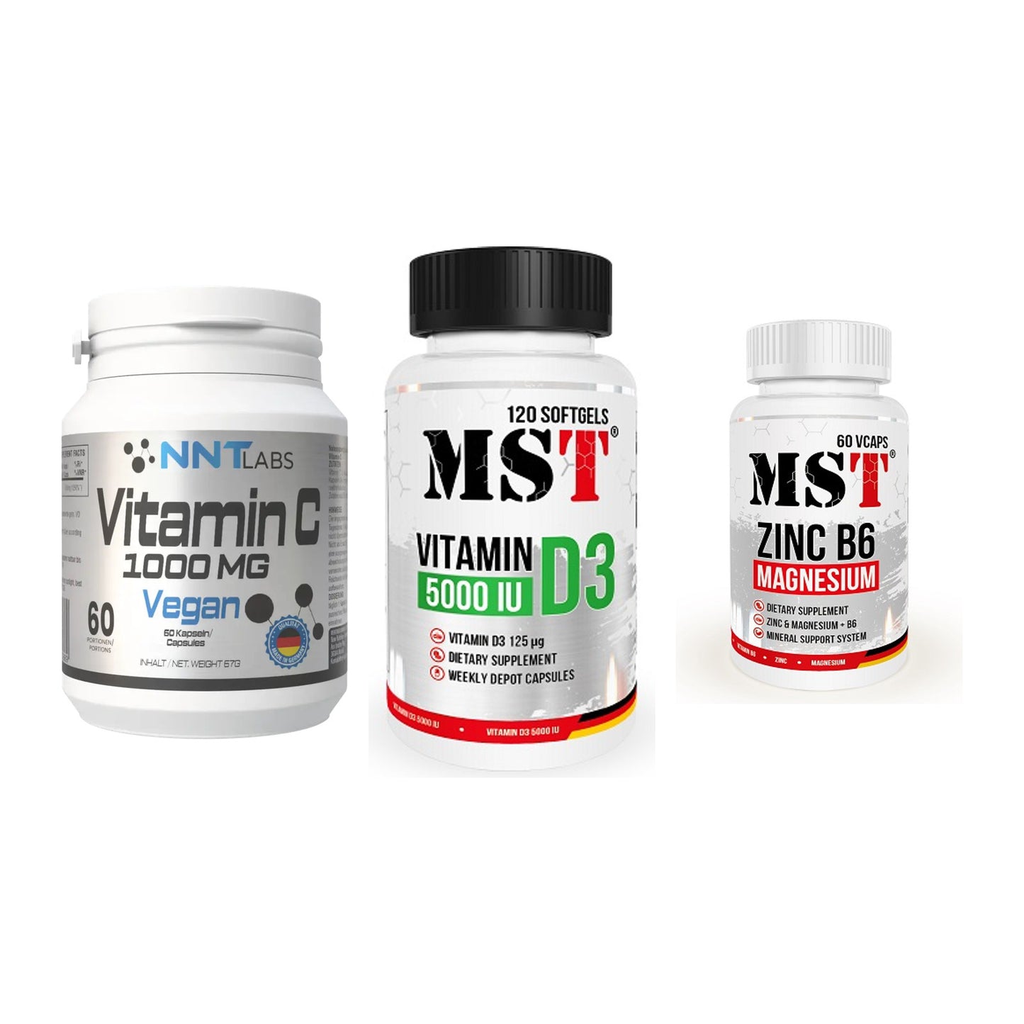 Immun-Set: NNT Vitamin C + MST Vitamin D3 + MST Zinc – alle enthaltenen Artikel