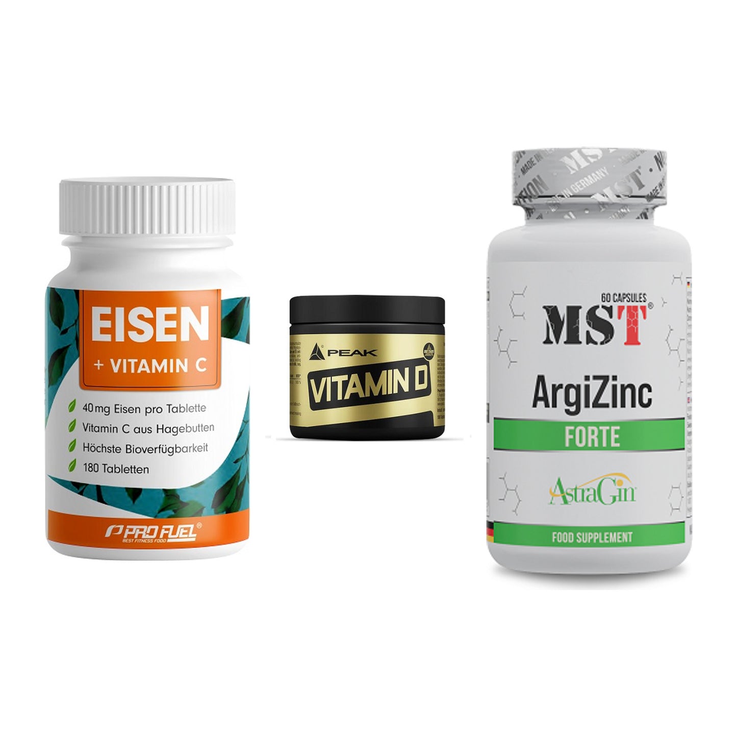 Immun-Set: ProFuel EISEN + Peak Vitamin D + MST ArgiZinc – alle enthaltenen Artikel