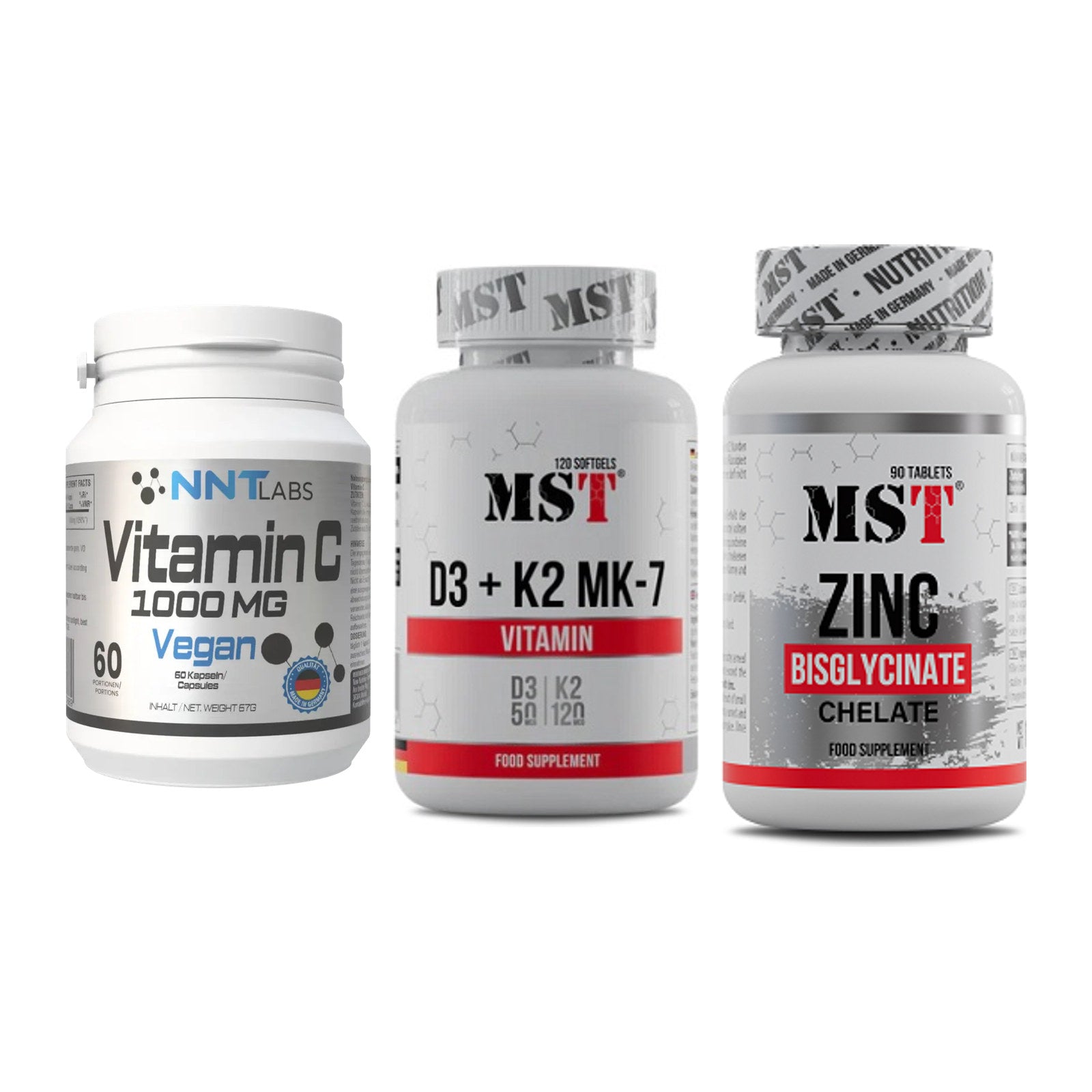 Immun-Set: NNT Vitamin C + MST Vitamin D3 + MST Zinc Chelate – alle enthaltenen Artikel