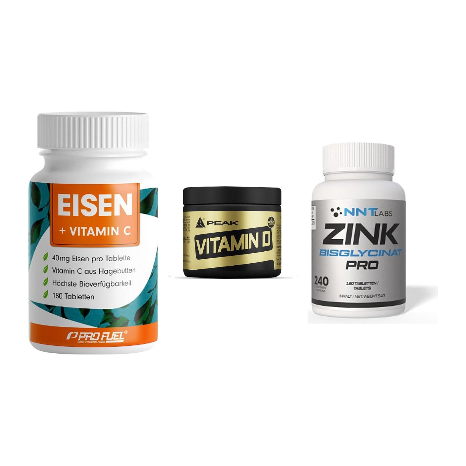 Immun-Set: ProFuel EISEN + Peak Vitamin D + NNT Zink 50mg – alle enthaltenen Artikel