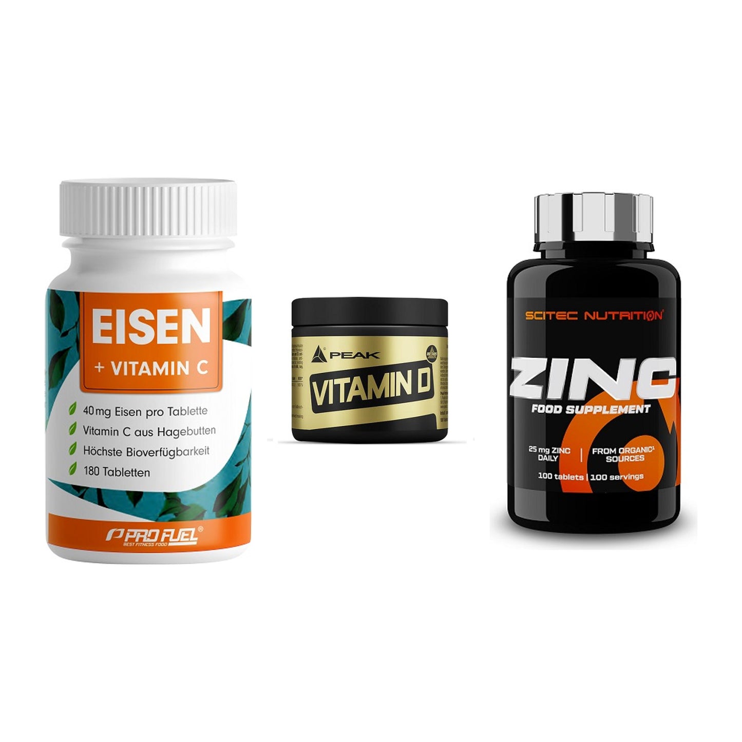 Immun-Set: ProFuel EISEN + Peak Vitamin D + Scitec Zinc – alle enthaltenen Artikel