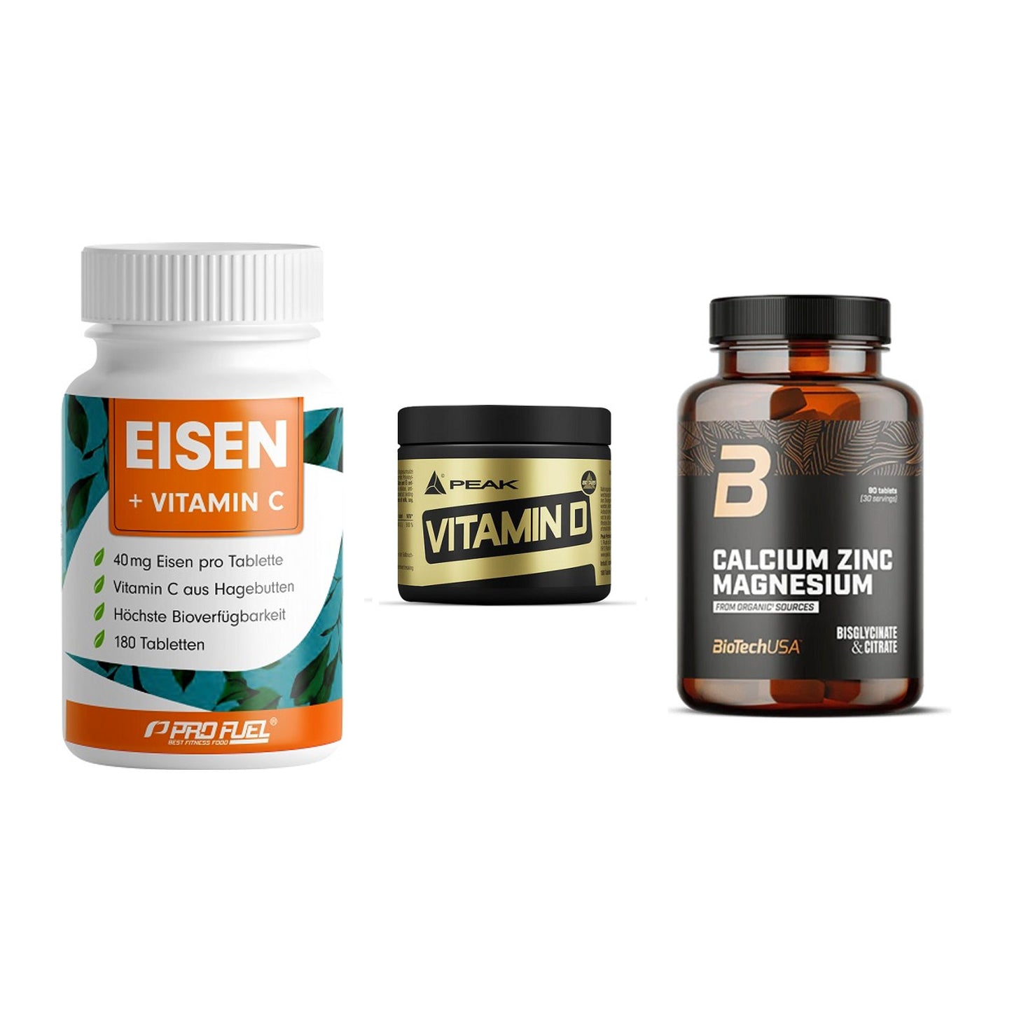 Immun-Set: ProFuel EISEN + Peak Vitamin D + BioTech Calcium – alle enthaltenen Artikel