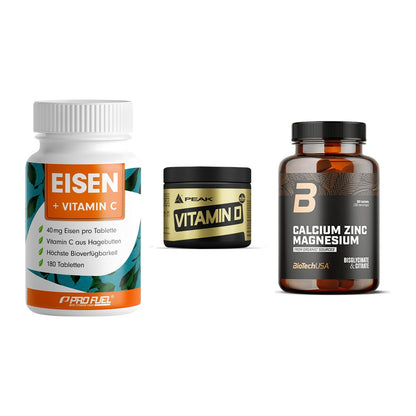 Immun-Set: ProFuel EISEN + Peak Vitamin D + BioTech Calcium – alle enthaltenen Artikel