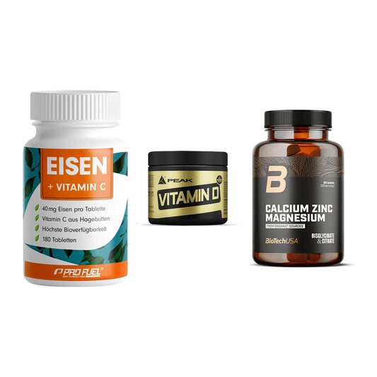 Immun-Set: ProFuel EISEN + Peak Vitamin D + BioTech Calcium – alle enthaltenen Artikel