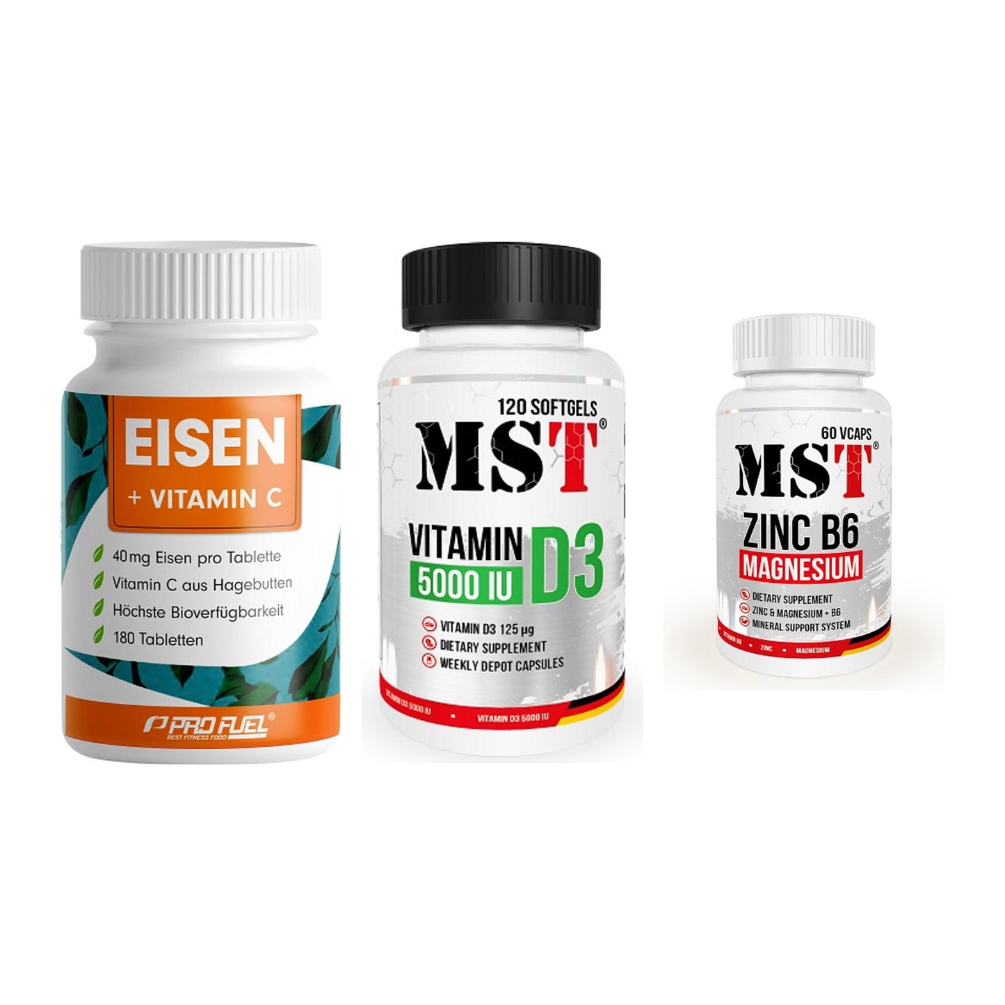 Immun-Set: ProFuel EISEN + MST Vitamin D3 + MST Zinc – alle enthaltenen Artikel
