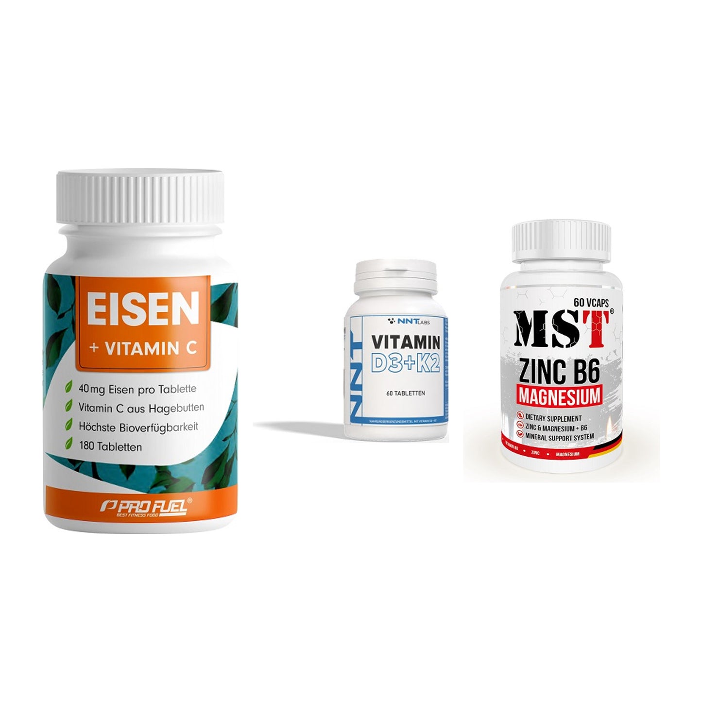 Immun-Set: ProFuel EISEN + NNT Vitamin D3+K2 + MST Zinc – alle enthaltenen Artikel
