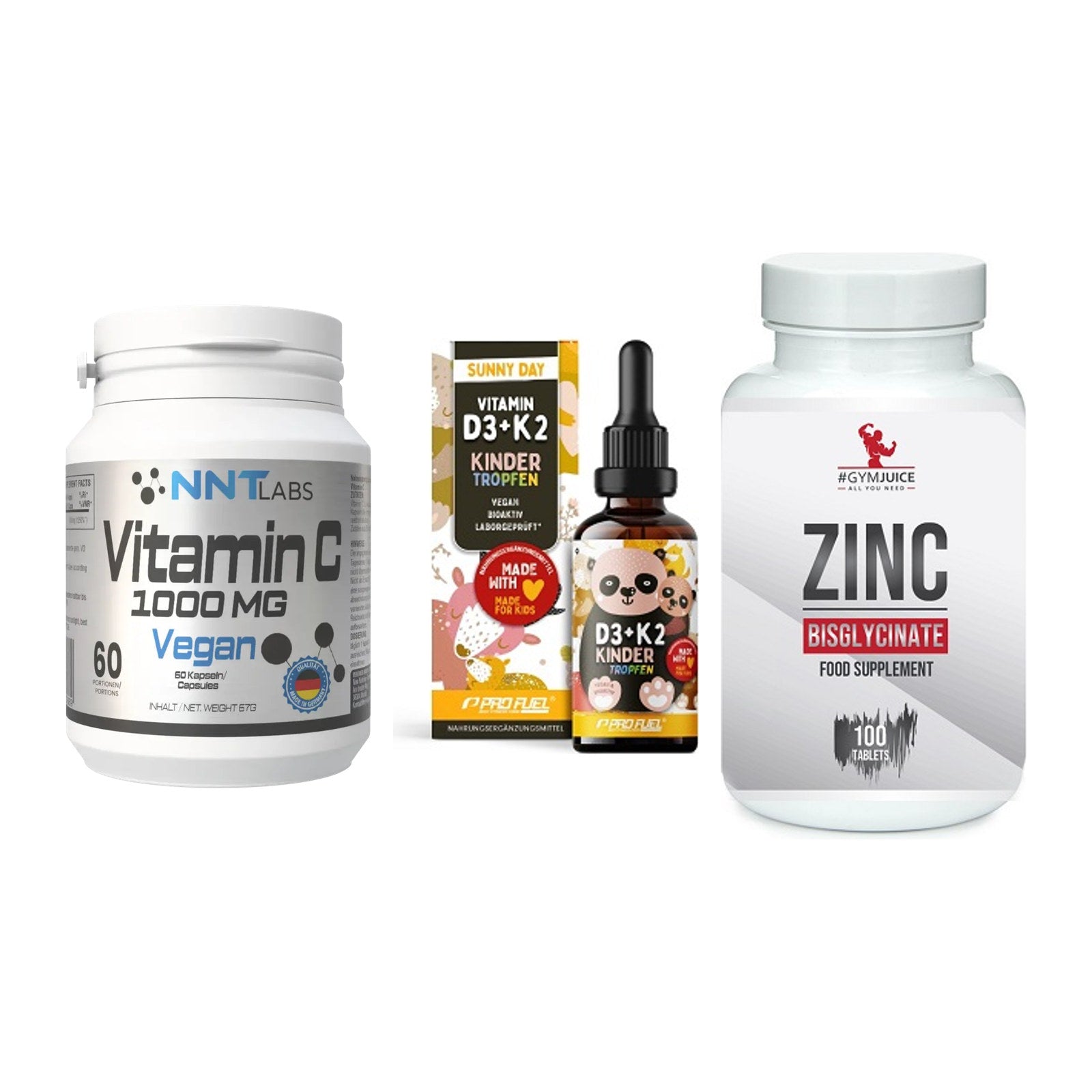 Immun-Set: NNT Vitamin C + ProFuel VITAMIN + #GYMJUICE ZINC – alle enthaltenen Artikel