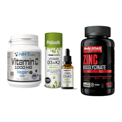 Immun-Set: NNT Vitamin C + Sinob Vitamin D3 + Body Attack Zink – alle enthaltenen Artikel