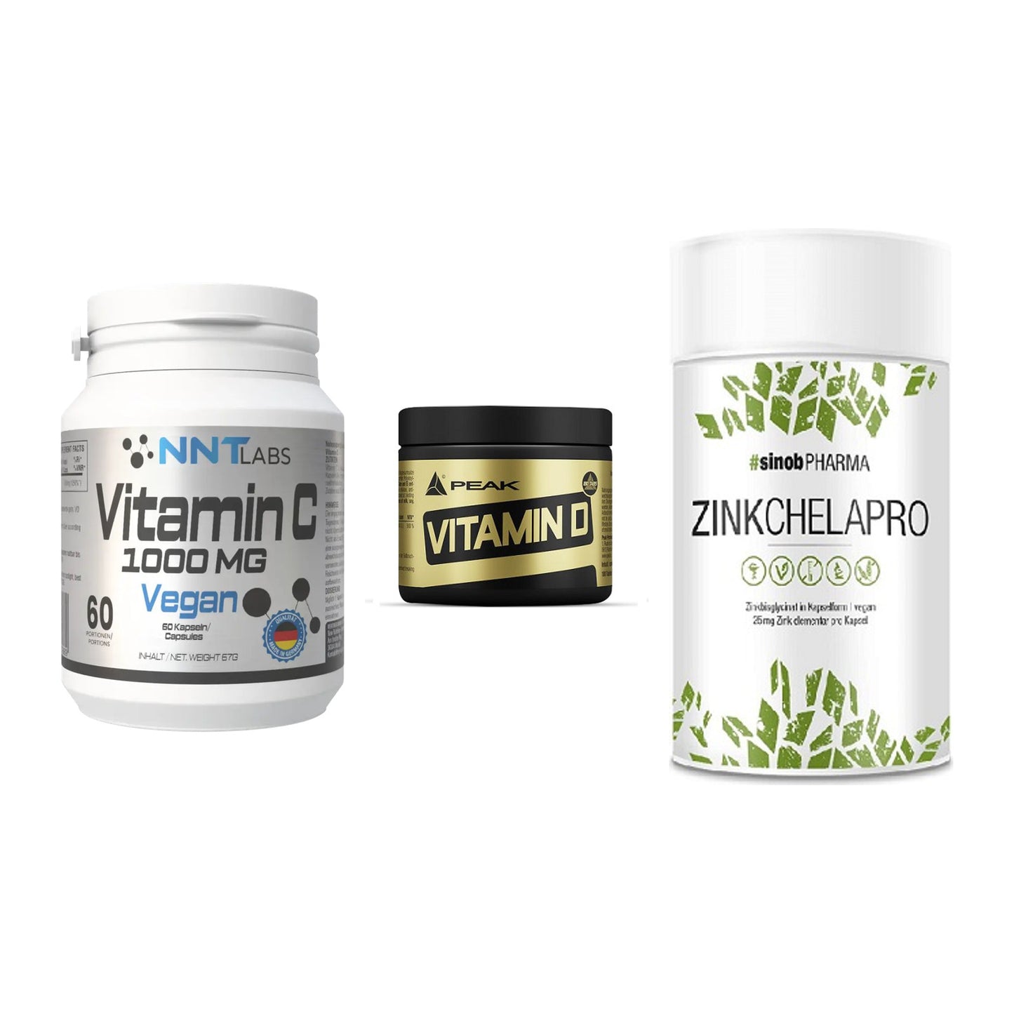 Immun-Set: NNT Vitamin C + Peak Vitamin D + Sinob Zink – alle enthaltenen Artikel