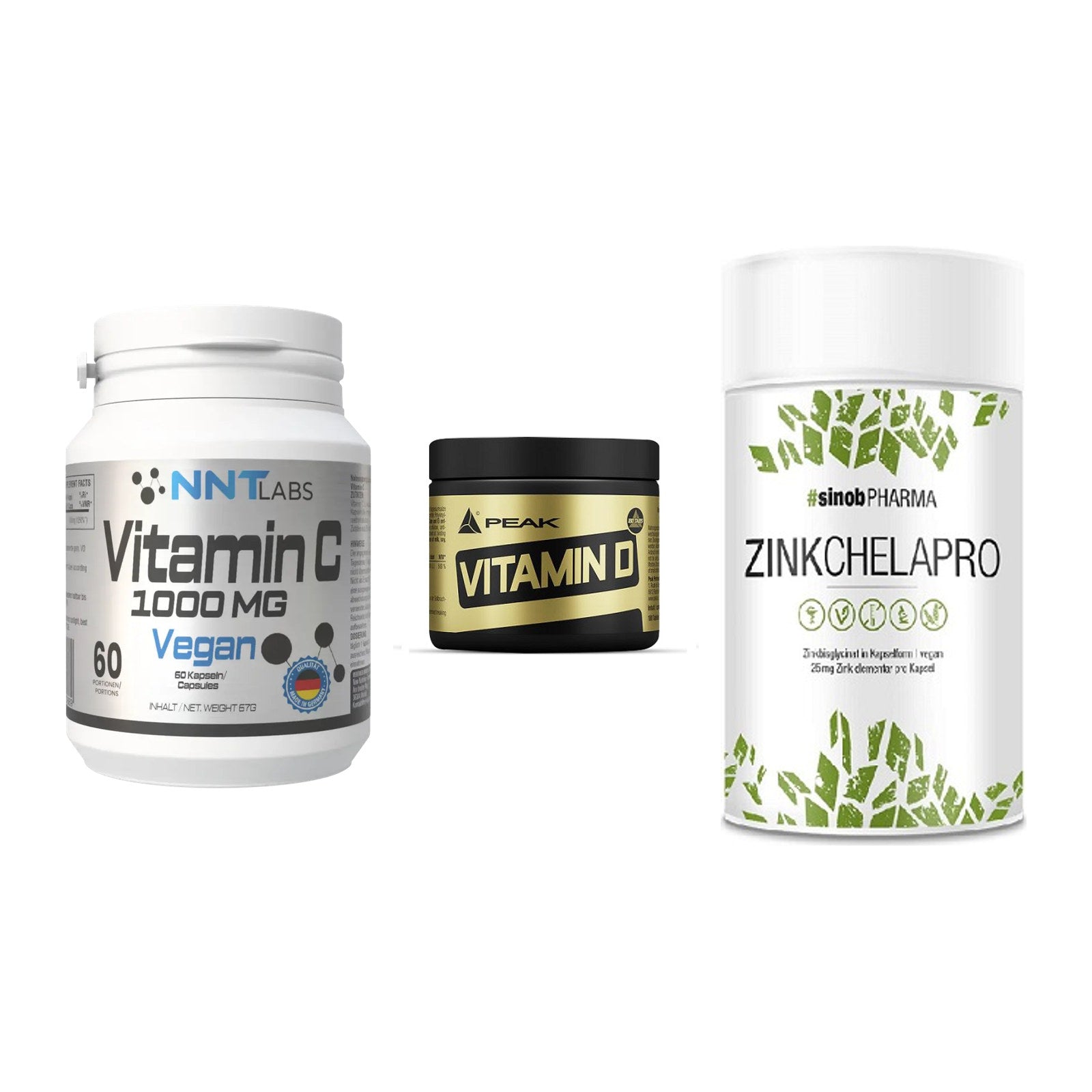 Immun-Set: NNT Vitamin C + Peak Vitamin D + Sinob Zink – alle enthaltenen Artikel