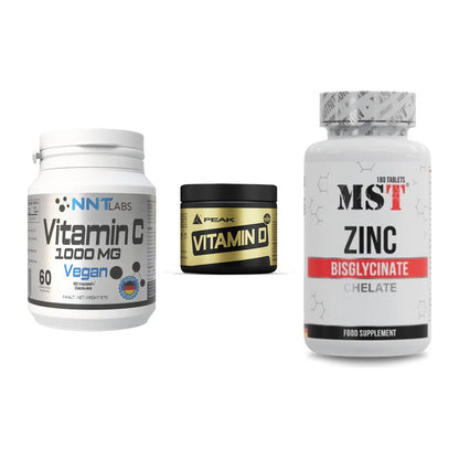 Immun-Set: NNT Vitamin C + Peak Vitamin D + MST Zinc Chelate – alle enthaltenen Artikel